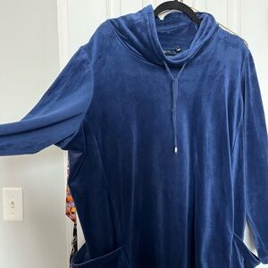 Susan Graver Weekend Regular PlushKNIT - Funnel Neck Tunic - Regal Navy 3X